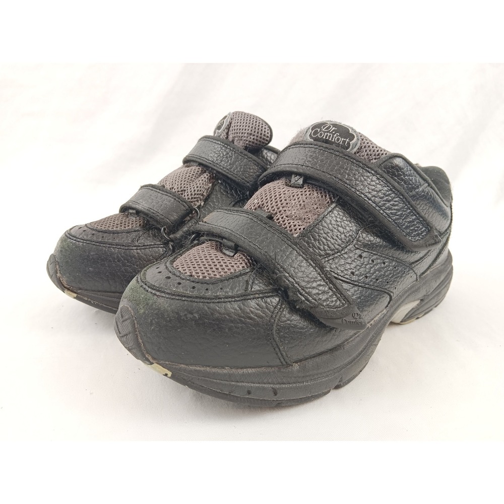 Dr‎ Comfort Black Leather Hook and Loop Sneakers Women Sz 8 W Orthopedic